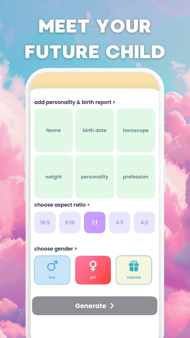 Bae AI baby maker share screen on iPhone